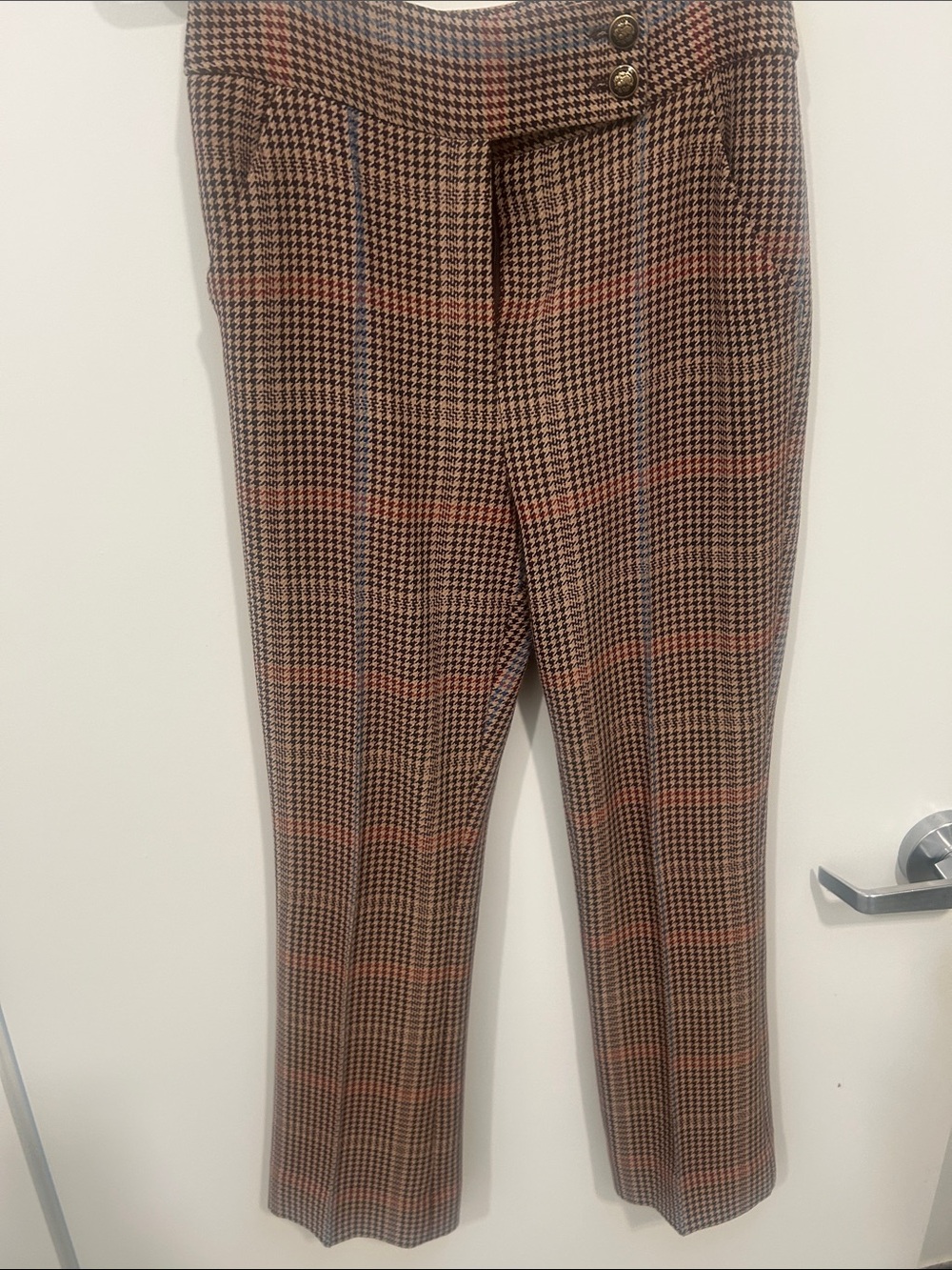 Veronica Beard Houndstooth Plaid Trousers - Brown size 4
